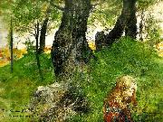Carl Larsson Suzanne i en skogsbacke Flickan i skogen oil painting reproduction